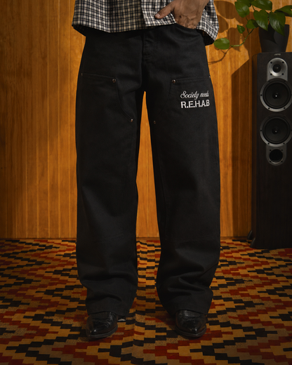 Ultra Baggy Double Knee SNR Negro V2